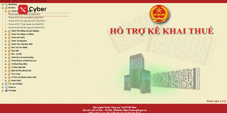 Cách lập tờ khai thuế GTGT mẫu số 01/GTGT trên HTKK - bước 1
