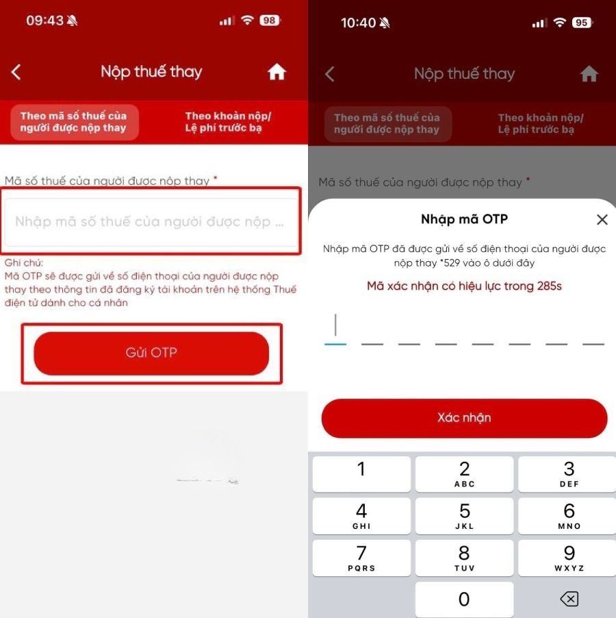 cách nộp thuế thay cho hộ kinh doanh qua etax mobile theo mã số thuế - bước 3