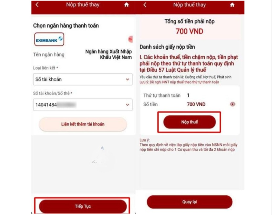 cách nộp thuế thay cho hộ kinh doanh qua etax mobile theo mã số thuế - bước 6.1