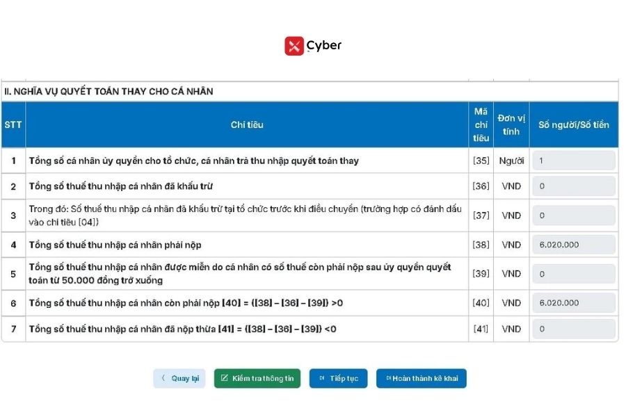 Cách nộp tờ khai 05/QTT-TNCN trên Dịch vụ công - Bước 11