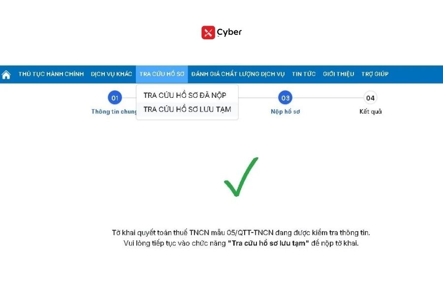 Cách nộp tờ khai 05/QTT-TNCN trên Dịch vụ công - Bước 12