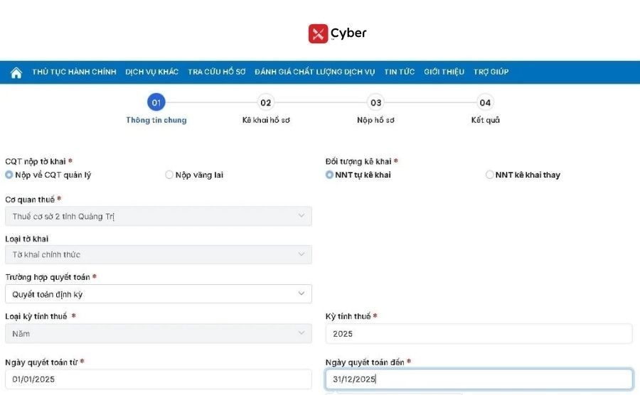 Cách nộp tờ khai 05/QTT-TNCN trên Dịch vụ công - Bước 6.1