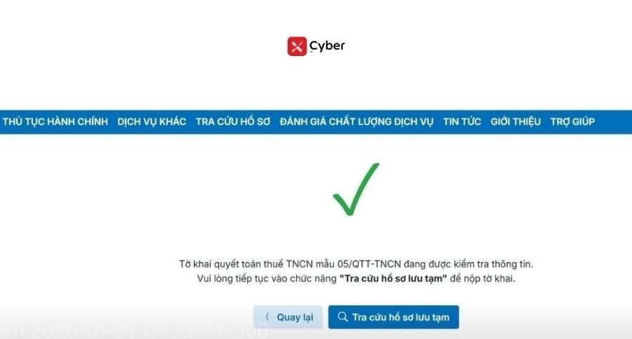 Cách nộp tờ khai 05/QTT-TNCN trên Dịch vụ công - Bước 8.2