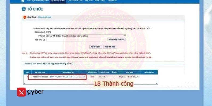 nộp thuyết minh báo cáo tài chính trên dịch vụ công qua mục dịch vụ khác - bước 6