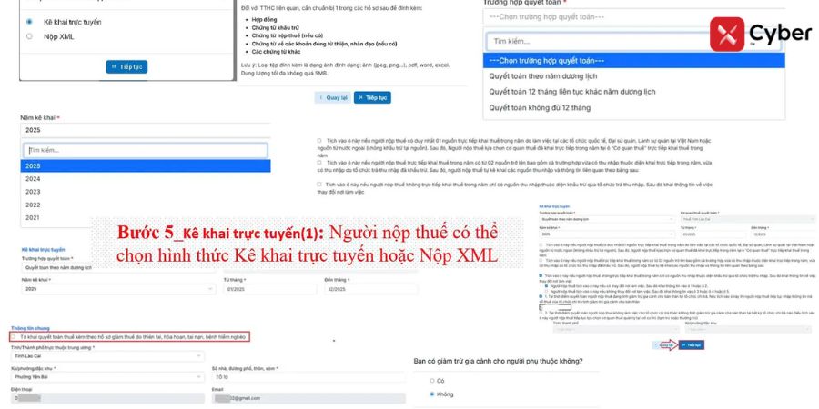 Nộp tờ khai quyết toán thuế TNCN qua Dịch vụ công - bước 5.1