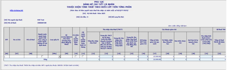 Nộp tờ khai quyết toán thuế TNCN qua HTKK - bước 6