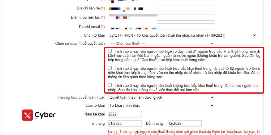 Nộp tờ khai quyết toán thuế TNCN qua Thuế điện tử - bước 4