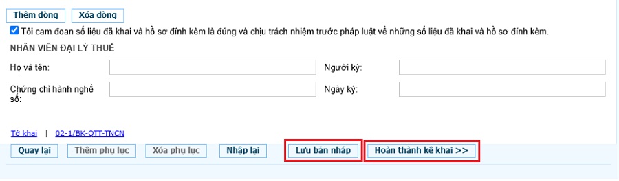 Nộp tờ khai quyết toán thuế TNCN qua Thuế điện tử - bước 6