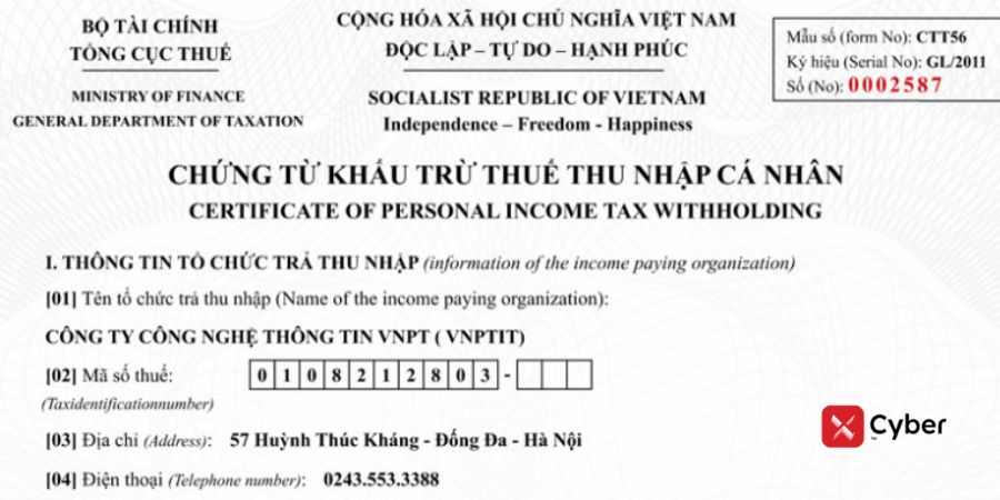 quy định về mua chứng từ khấu trừ thuế tncn