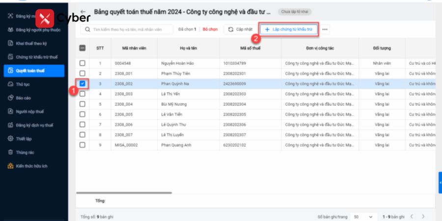 Hướng dẫn chi tiết cách lập và xuất chứng từ khấu trừ thuế TNCN 11 cách lập chứng từ khấu trừ thuế tncn - cách 3