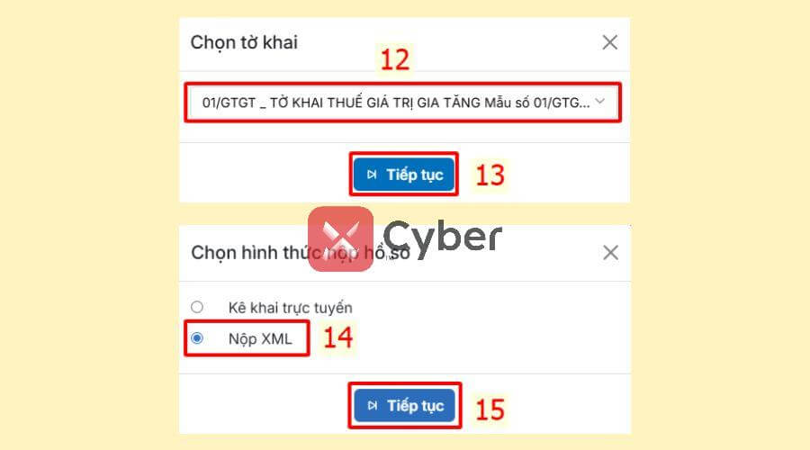 Cách nộp tờ khai thuế GTGT trên Dịch vụ công - Bước 6