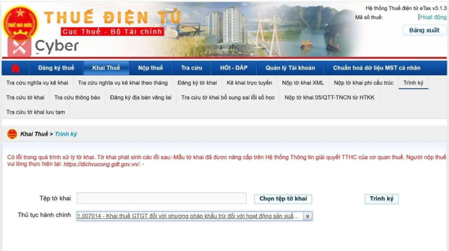 Cách nộp tờ khai thuế GTGT trên Thuế điện tử - Bước 3.1