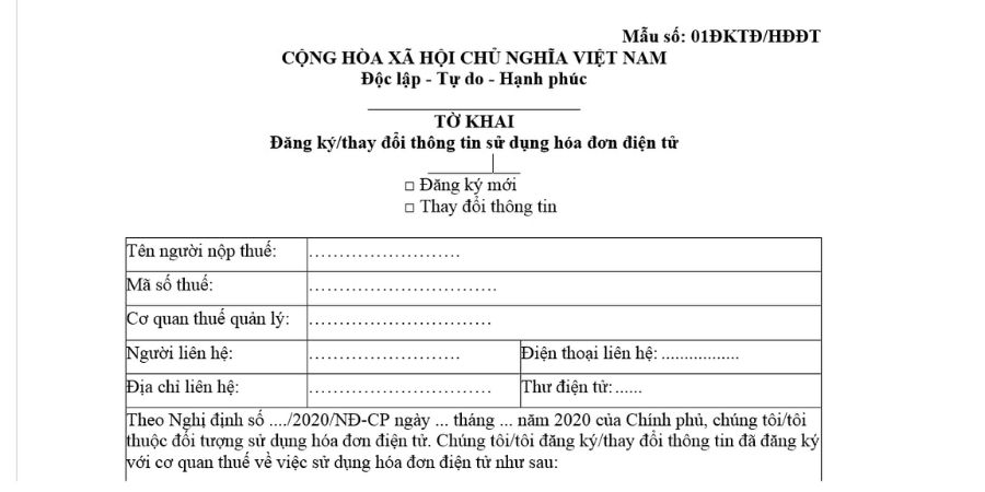 Mẫu 01/ĐKTĐ-HĐĐT là gì? Khi nào phải nộp và cách nộp trên Thuế điện tử 2 mẫu 01/đktđ-hđđt mới nhất