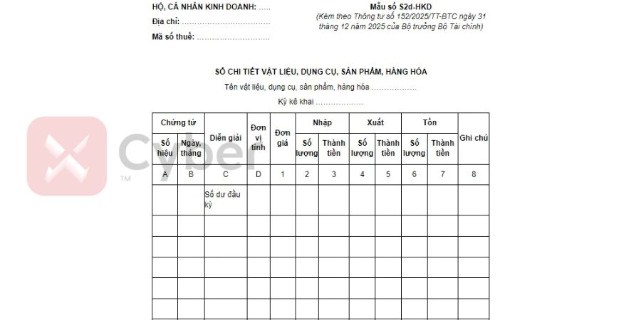 Mẫu số S2d-HKD