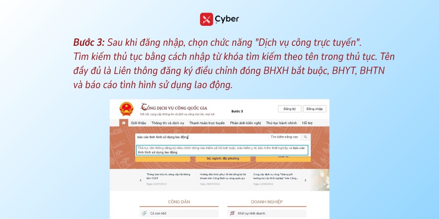 Nộp báo cáo tình hình sử dụng lao động năm 2026: Thời hạn, nơi nộp và 3 cách thực hiện 4 nộp báo cáo tình hình sử dụng lao động - bước 3