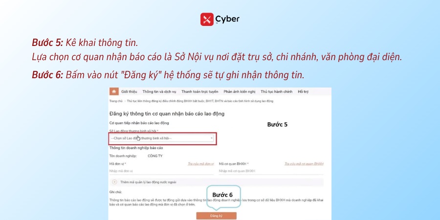 Nộp báo cáo tình hình sử dụng lao động năm 2026: Thời hạn, nơi nộp và 3 cách thực hiện 6 nộp báo cáo tình hình sử dụng lao động - bước 6