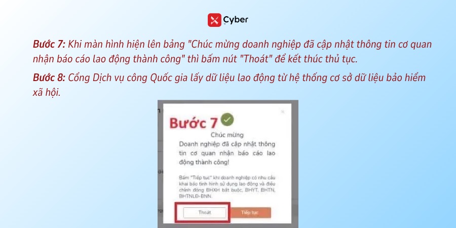 Nộp báo cáo tình hình sử dụng lao động năm 2026: Thời hạn, nơi nộp và 3 cách thực hiện 7 nộp báo cáo tình hình sử dụng lao động - bước 8