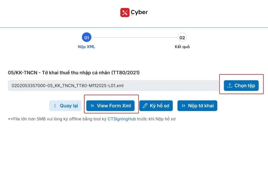 Nộp tờ khai bổ sung quyết toán TNCN trên Dịch vụ công - Bước 6