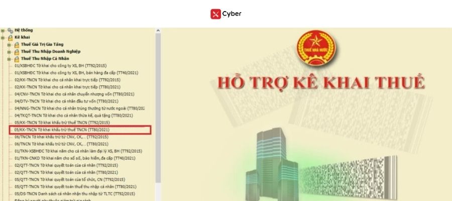 Kê khai bổ sung quyết toán thuế TNCN trên HTKK - Bước 1