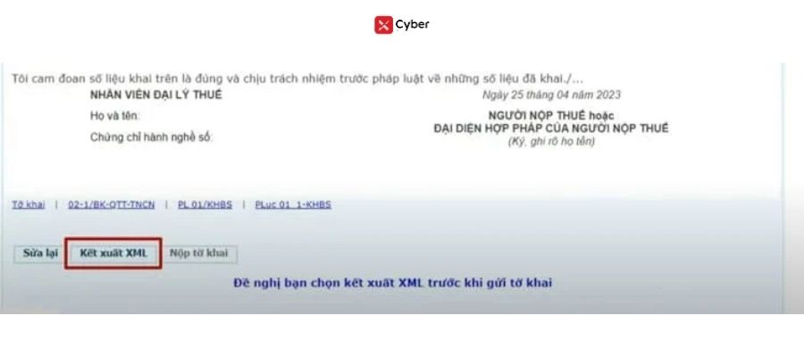 Nộp bổ sung tờ khai quyết toán thuế TNCN trên Thuế điện tử - Bước 7