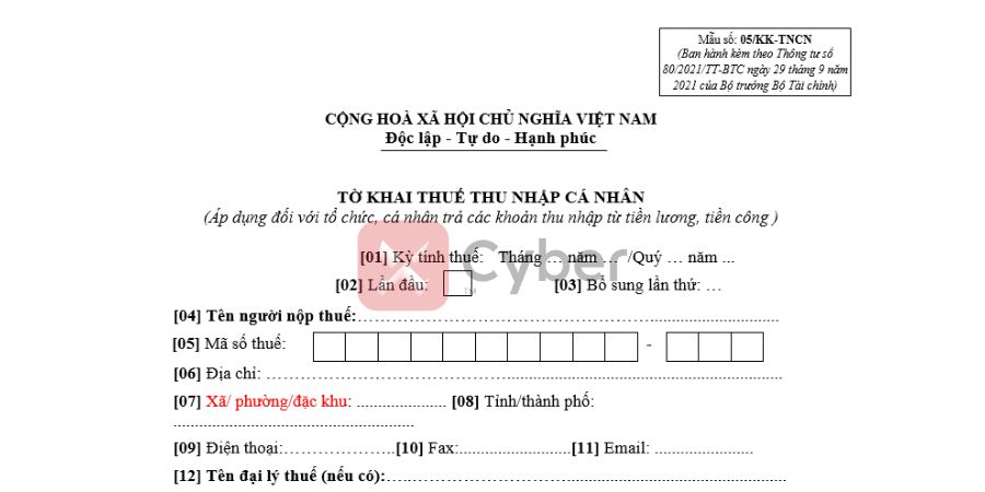 Tờ khai 05/KK-TNCN là gì? Mẫu mới nhất, cách điền và quy định áp dụng năm 2026 2 mẫu tờ khai 05/kk-tncn mới nhất