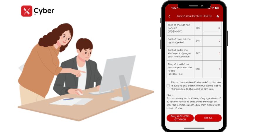 Cá nhân tự quyết toán thuế TNCN qua eTax Mobile - Bước 6