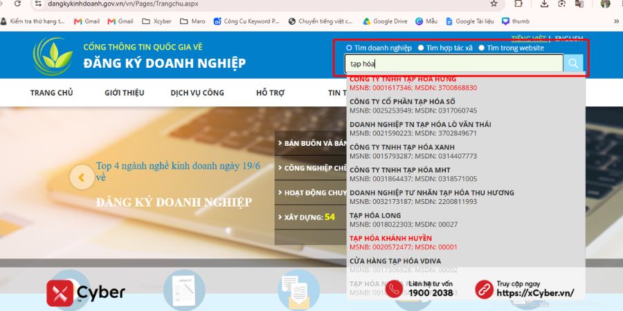 Cách tra cứu tên hộ kinh doanh cá thể nhanh chóng, tránh bị trùng 4 cách tra cứu trùng tên hộ kinh doanh - bước 1