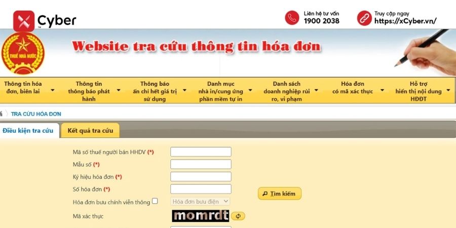 Tra cứu hóa đơn đầu vào của hộ kinh doanh trên website tra cứu thông tin hóa đơn