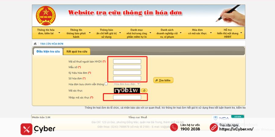 Cách tra cứu hóa đơn điện tử đầu vào trên tracuuhoadon.gdt.gov.vn - Bước 2