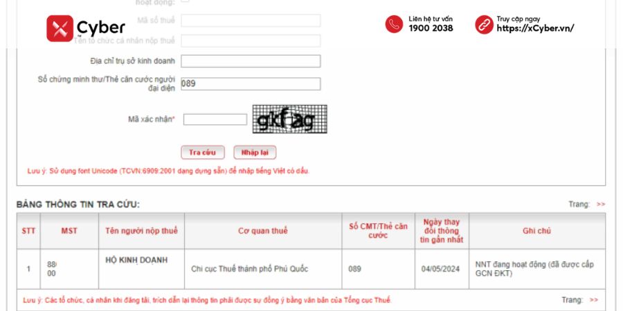 Hướng dẫn 5 cách tra cứu mã số thuế hộ kinh doanh nhanh và chính xác 5 Tra cứu mã số thuế hộ kinh doanh qua website của Tổng cục Thuế - Bước 5
