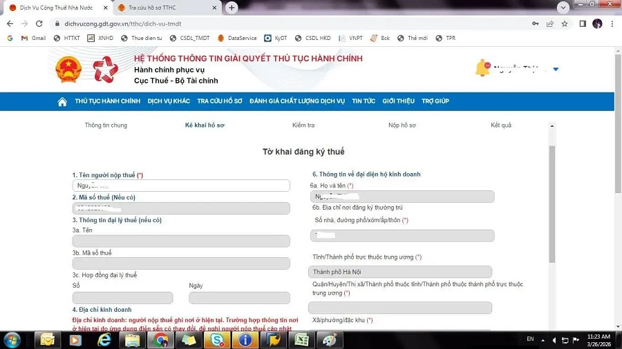 Đăng ký cá nhân kinh doanh: Đăng ký ở đâu, làm online thế nào và nên chọn hình thức nào? 19 đăng ký mã số thuế cá nhân kinh doanh trên dịch vụ công - bước 5.1