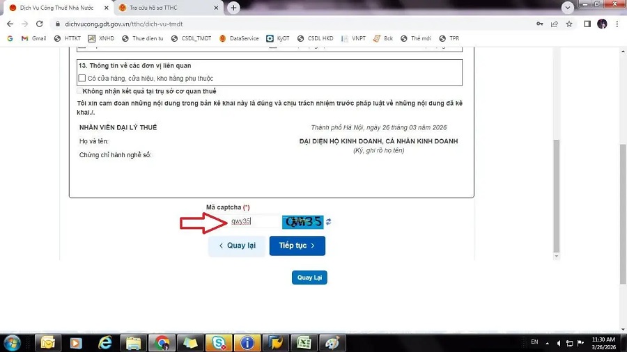Đăng ký cá nhân kinh doanh: Đăng ký ở đâu, làm online thế nào và nên chọn hình thức nào? 21 đăng ký mã số thuế cá nhân kinh doanh trên dịch vụ công - bước 6