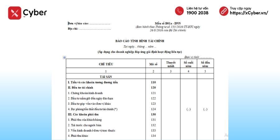 Mẫu báo cáo tài chính theo Thông tư 133 | Trọn bộ file để tải xuống và lưu ý khi nộp 2 Mẫu báo cáo tài chính theo Thông tư 133 cho doanh nghiệp vừa và nhỏ hoạt động liên tục