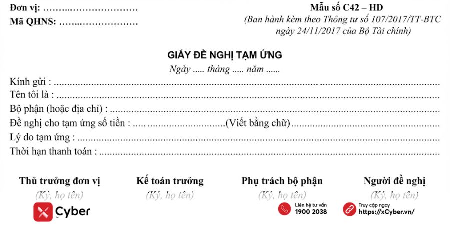 Giấy đề nghị tạm ứng: Tổng hợp mẫu chuẩn và hướng dẫn chi tiết 6 giấy đề nghị tạm ứng theo thông tư 107