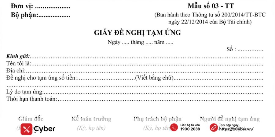 Giấy đề nghị tạm ứng: Tổng hợp mẫu chuẩn và hướng dẫn chi tiết 4 giấy đề nghị tạm ứng theo thông tư 200