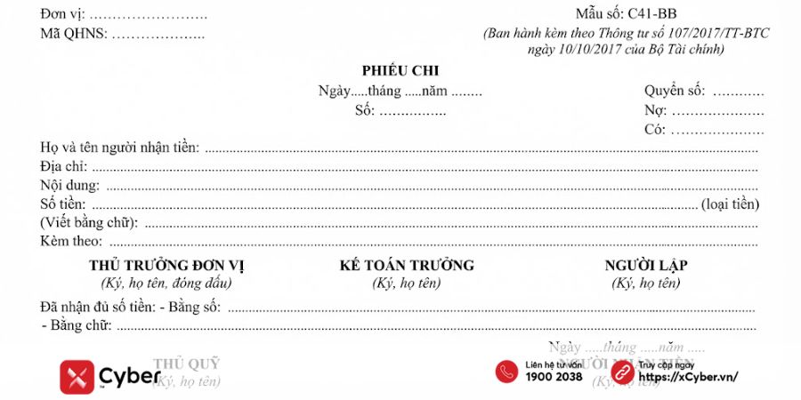 Tải mẫu phiếu chi File Excel, Word chuẩn quy định mới nhất 6 mẫu phiếu chi theo thông tư 107