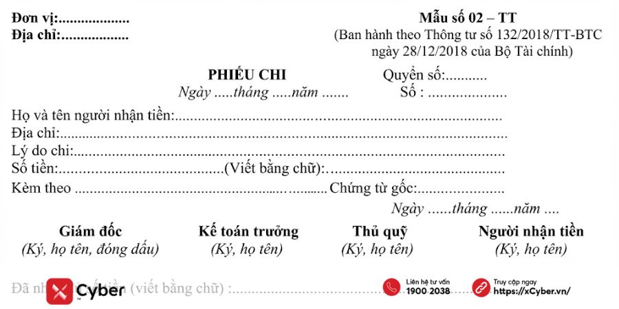 Tải mẫu phiếu chi File Excel, Word chuẩn quy định mới nhất 7 mẫu phiếu chi theo thông tư 132