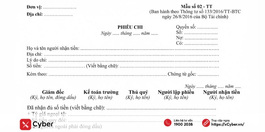 Tải mẫu phiếu chi File Excel, Word chuẩn quy định mới nhất 5 mẫu phiếu chi theo thông tư 133