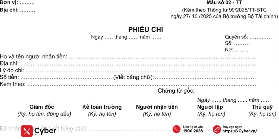 Tải mẫu phiếu chi File Excel, Word chuẩn quy định mới nhất 3 mẫu phiếu chi theo thông tư 99