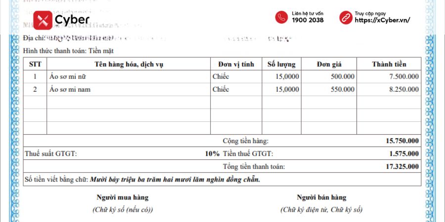 ví dụ điều chỉnh giảm hóa đơn về 0