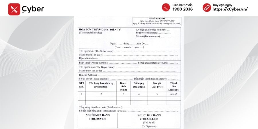 Hóa đơn xuất khẩu là gì? Quy định, mẫu hóa đơn và cách xuất từ 01/7/2026 6 Hóa đơn thương mại điện tử cho hàng xuất khẩu