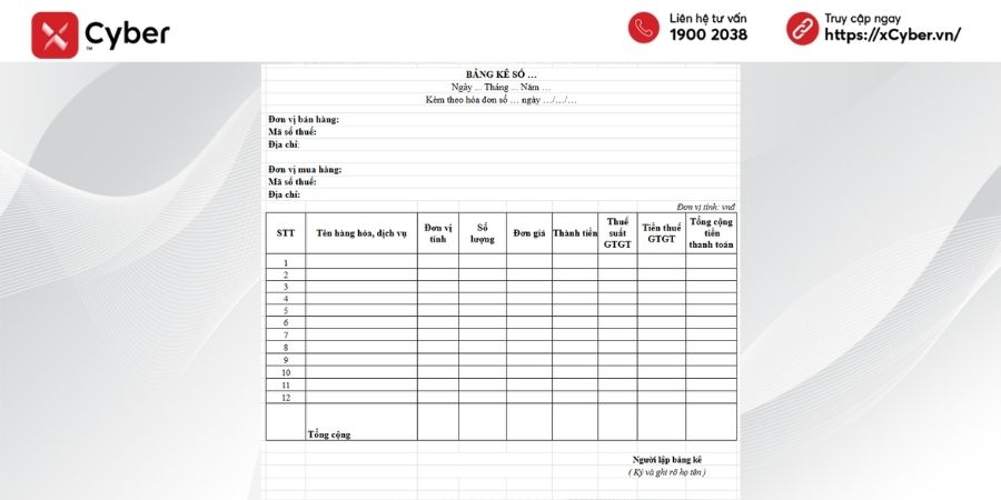 Bảng kê chi tiết kèm theo hóa đơn: Mẫu, cách lập và trường hợp sử dụng 2 mẫu bảng kê chi tiết kèm theo hóa đơn