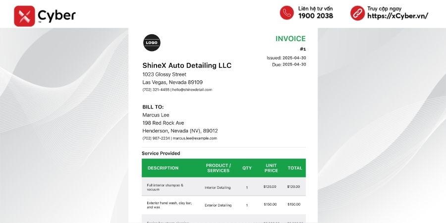 Hóa đơn thương mại/Commercial Invoice là gì? Quy định, vai trò, mẫu hóa đơn và cách phân biệt với hóa đơn GTGT 6 Mẫu hóa đơn chi tiết (Detailed Invoice)