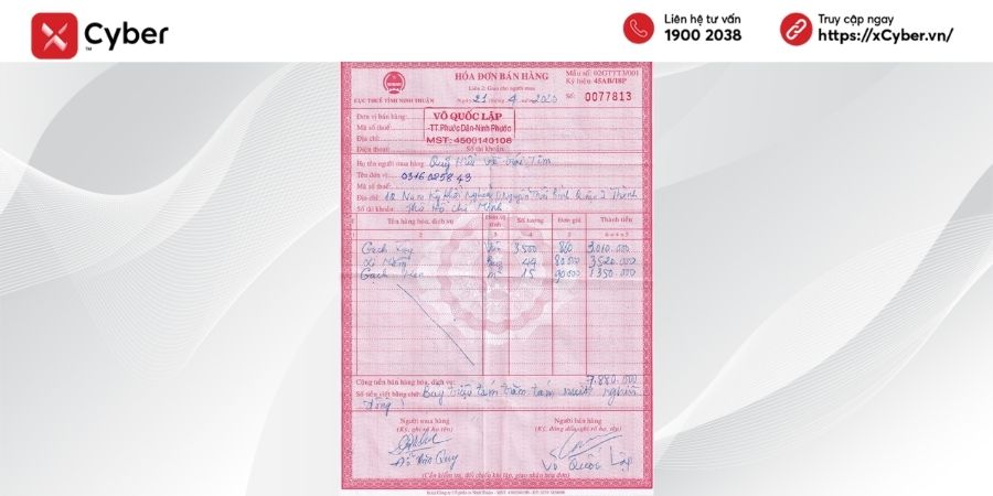 Hóa đơn xây dựng là gì? Quy định, thời điểm và cách xuất hóa đơn công trình 3 Mẫu hóa đơn vật liệu xây dựng
