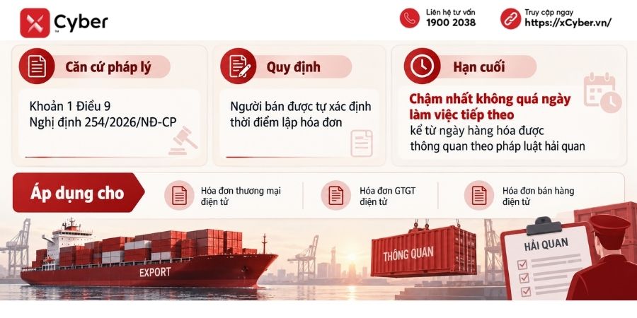 Hóa đơn xuất khẩu là gì? Quy định, mẫu hóa đơn và cách xuất từ 01/7/2026 3 thời điểm xuất hóa đơn xuất khẩu
